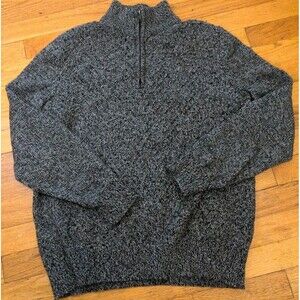 Vtg Calvin Klein Sweater Men's L Gray Quarter Zip Knit Cotton Pullover Classic